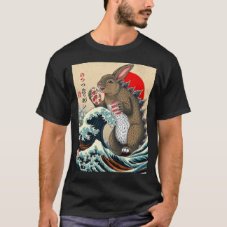 Bunnyzilla Japanese Art Shirt Funny Bunny Gift tee