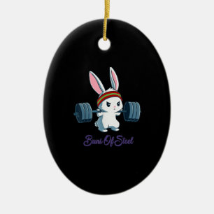 Buns of Ness Rabbit Bunny Lover Gym Workout Funny Ceramic Ornament