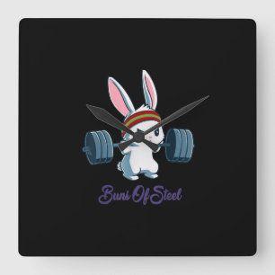Buns of Ness Rabbit Bunny Lover Gym Workout Funny Square Wall Clock