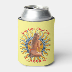Buns Out Bikini Beach Girl Thunder_Cove Can Cooler