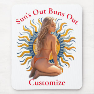Buns Out Bikini Beach Girl Thunder_Cove  Mouse Pad