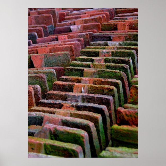 bunte alte Dachziegel gelagert Poster (Front)