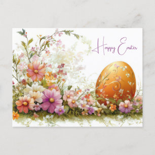Bunte Aquarell Oster Postkarte mit Frühlingsblumen Postcard