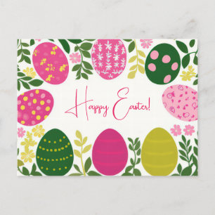 Bunte Aquarell Oster Postkarte mit Frühlingsblumen Postcard