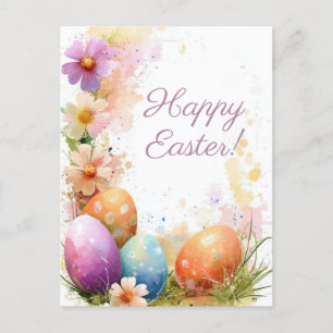 Bunte Aquarell Oster Postkarte mit Ostereiern Postcard