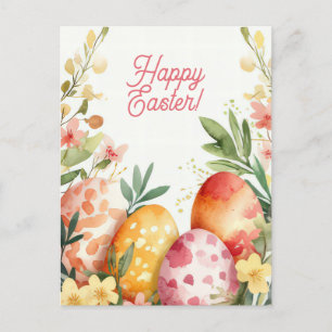 Bunte Aquarell Oster Postkarte mit Ostereiern Postcard