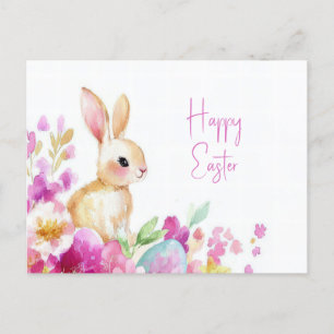 Bunte Aquarell Oster Postkarte mit Osterhase Postcard