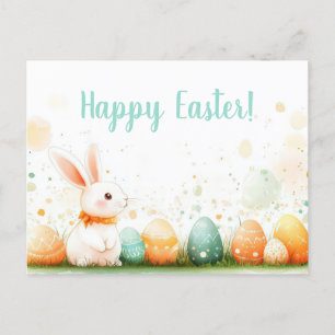 Bunte Aquarell Oster Postkarte mit Osterhasen Postcard
