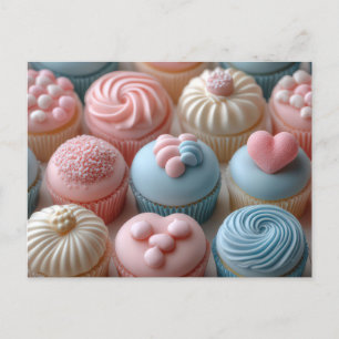 Bunte Cupcakes mit Herzen Valentinstag Postcard