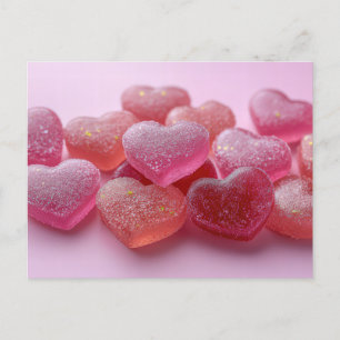 Bunte Herzen aus Zucker Valentinstag Postcard