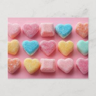 Bunte Herzen aus Zucker Valentinstag Postcard