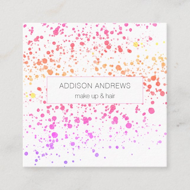 Bunte Kleckse Friseur Makeup Artist Square Business Card (Front)