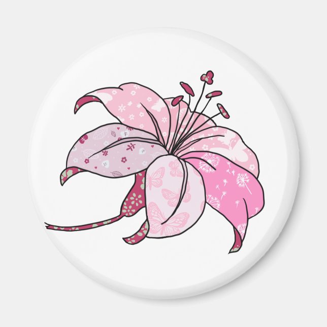 bunte Lilie Keramik  Magnet (Front)