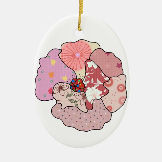bunte Mohnblüte Ceramic Ornament (Front)