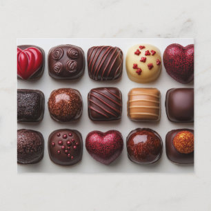 Bunte Pralinen aus Schokolade Valentinstag Postcard