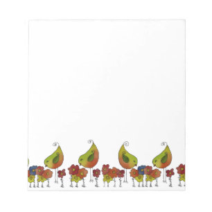bunte Vögel  Notizblock Notepad
