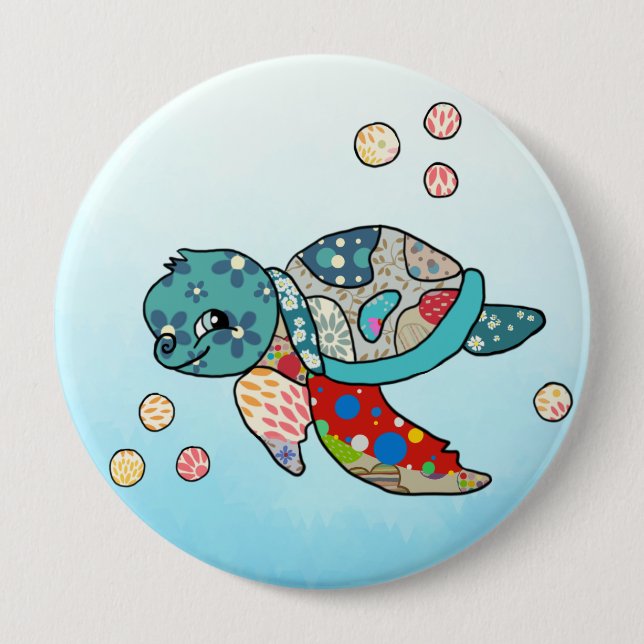 bunte Wasserschildkröte  10 Cm Round Badge (Front)