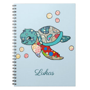 bunte Wasserschildkröte, personalisiert Notebook