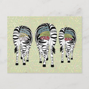 bunte Zebras Postcard