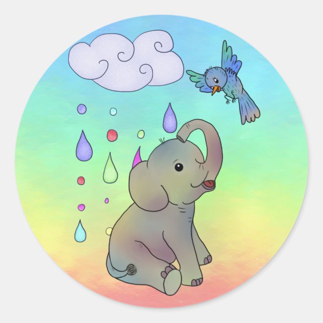 Bunter Elefant Classic Round Sticker (Front)