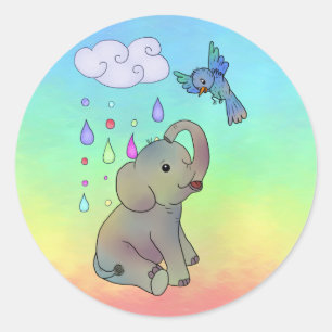 Bunter Elefant Runder Aufkleber Classic Round Sticker
