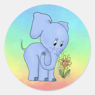 Bunter Elefant  Runder Aufkleber Classic Round Sticker