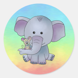 Bunter Elefant Runder Aufkleber Classic Round Sticker