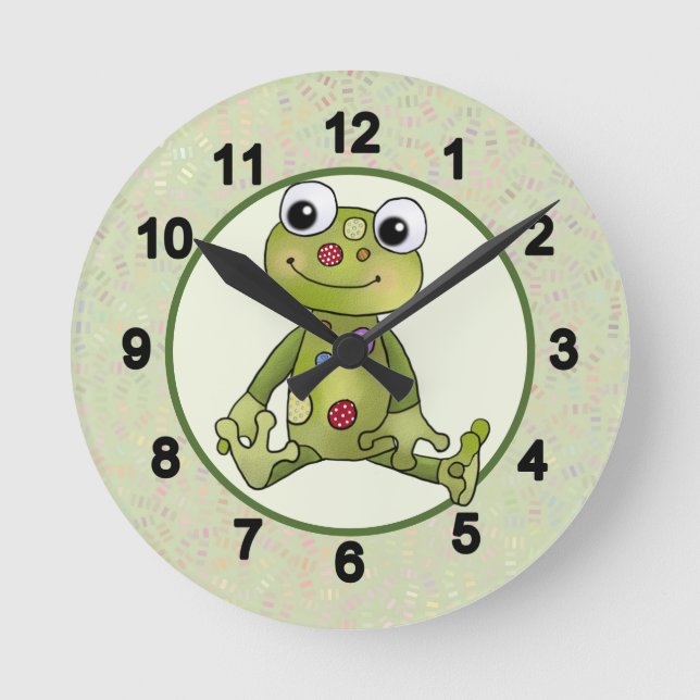 Bunter Frosch Runde Round Clock (Front)