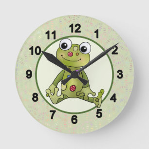 Bunter Frosch Runde Wanduhr Round Clock