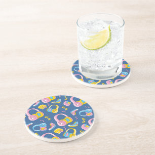 Bunter Musikmix in rosa, blau, gelb Coaster