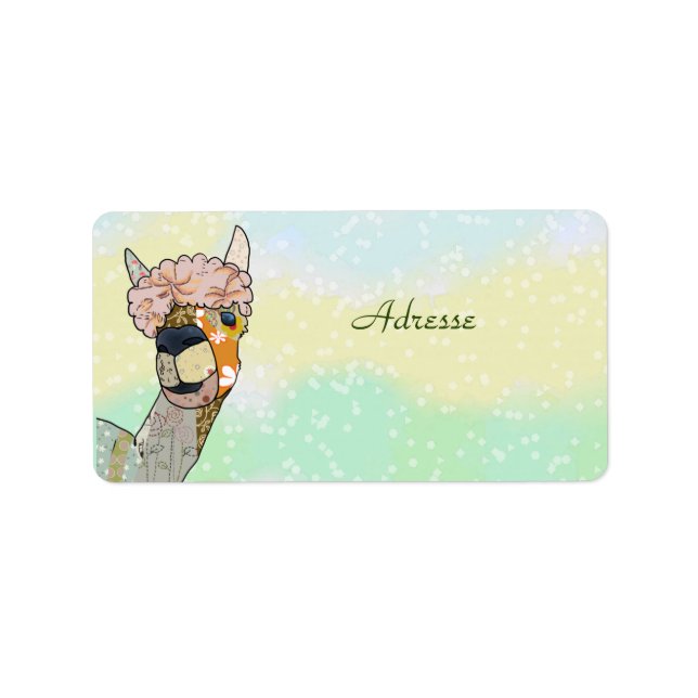 buntes Lama Adressaufkleber Label (Front)