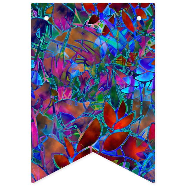 Bunting Banner Floral Abstract Stained Glass (First Flag)
