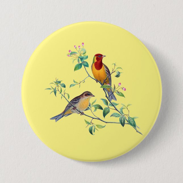 Bunting Birds,  7.5 Cm Round Badge (Front)