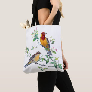 Bunting Birds on Branches Tote Bag