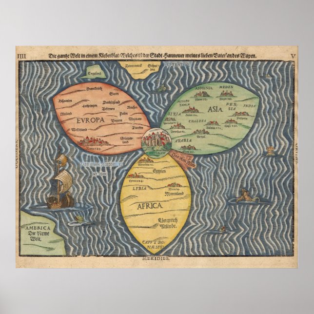 Bunting clover leaf map 1581 poster (Front)