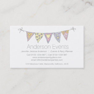 Bunting drawn party event planning business cards