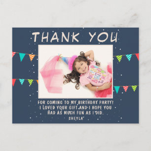 Bunting Flag Birthday Photo Thank you Postcard
