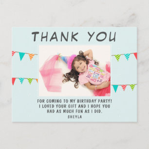 Bunting Flag Birthday Photo Thank you Postcard