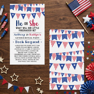 Bunting Flags 4th Of July Gender Reveal Party Enclosure Card