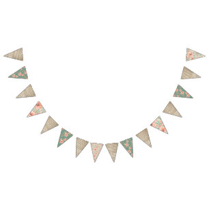 BUNTING FLAGS BANNER Vintage Floral Storybook