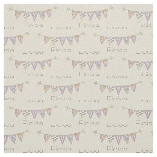 Bunting flags drawing personalised name fabric (Swatch)
