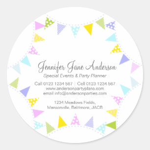 Bunting party events planner classic round sticker