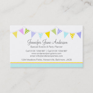 Bunting party events planning business cards