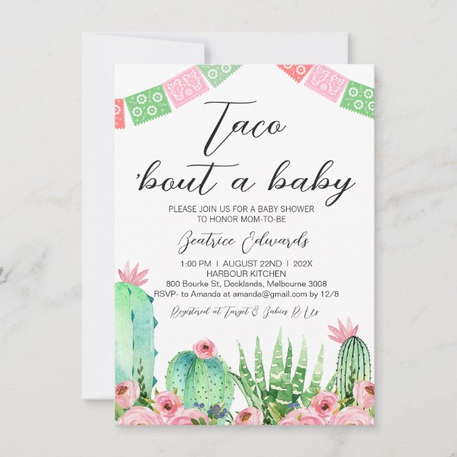 Bunting Taco Bout A Baby Baby Shower Invitation (Front)