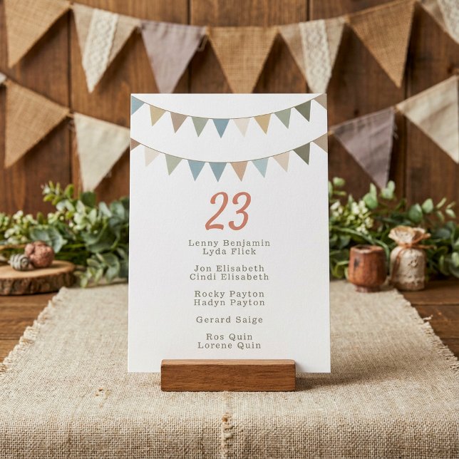 Bunting wedding table number card guest name list (Bunting wedding table number card guest name list.)