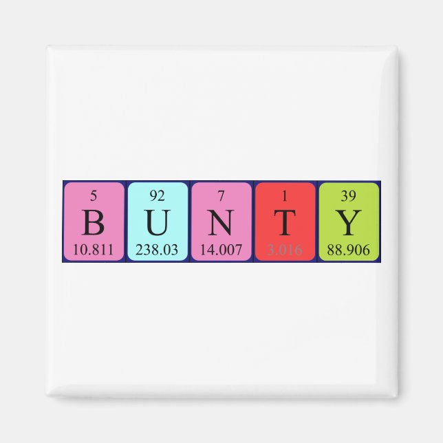 Bunty periodic table name magnet (Front)