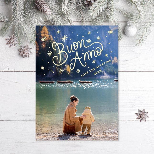 Buon Anno Italian New Year Photo Foil Holiday Card (Creator Uploaded)