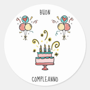 Buon Compleanno Happy Birthday Classic Round Sticker