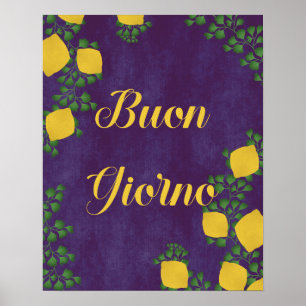 Buon Giorno Lemon Floral– Italian-Inspired Art Poster