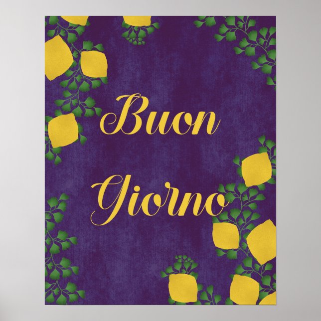 Buon Giorno Lemon Floral– Italian-Inspired Art Poster (Front)